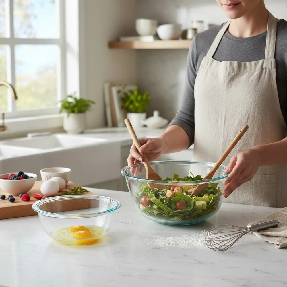 Pyrex Prepware 3Pc Mixing Bowl Set Clear Glass Brand New 1118441